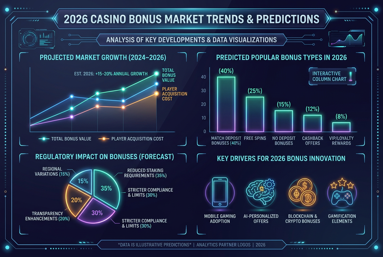 Profesjonalna infografika analityczna rynku bonusów kasynowych 2026
