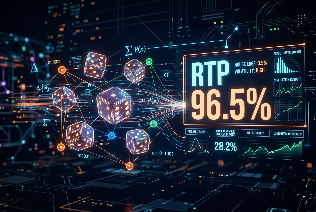 Wizualizacja modelu matematycznego kasyna, RTP i wariancji